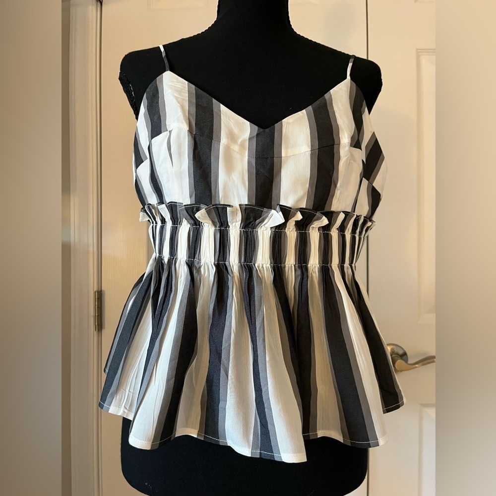 Kendall + Kylie Large Stripe Peplum Top NWT